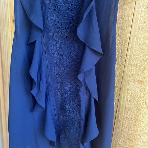 Ann Taylor Factory Navy Blouse Ruffle Sleeves Tank Top - Picture 5 of 7